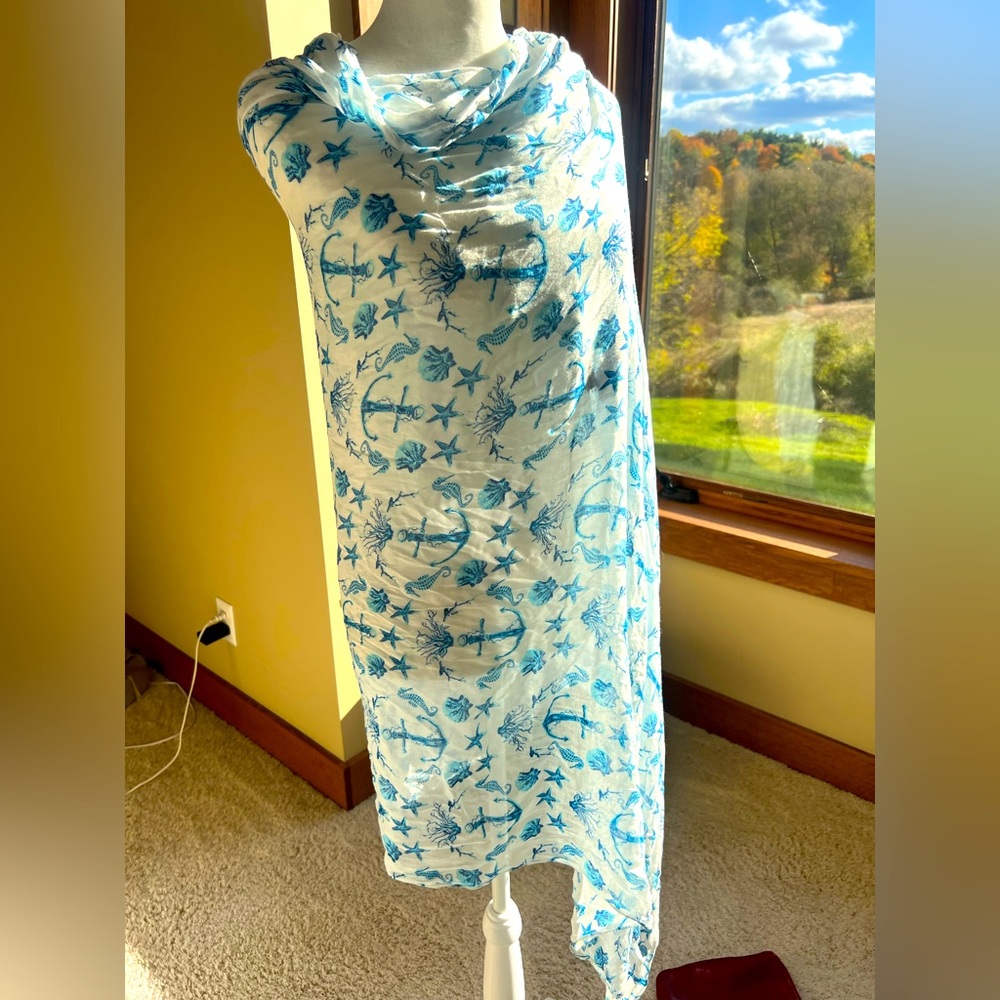 Gorgeous Seashell 💙 Beach Xl Wrap Scarf Macbeth Collection by Margaret Joseph